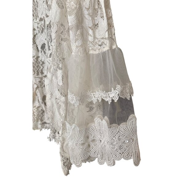 Say What? Lace Jacket Topper Cardigan Long Sleeve  White Medium Fairycore Coquet - Picture 5 of 10
